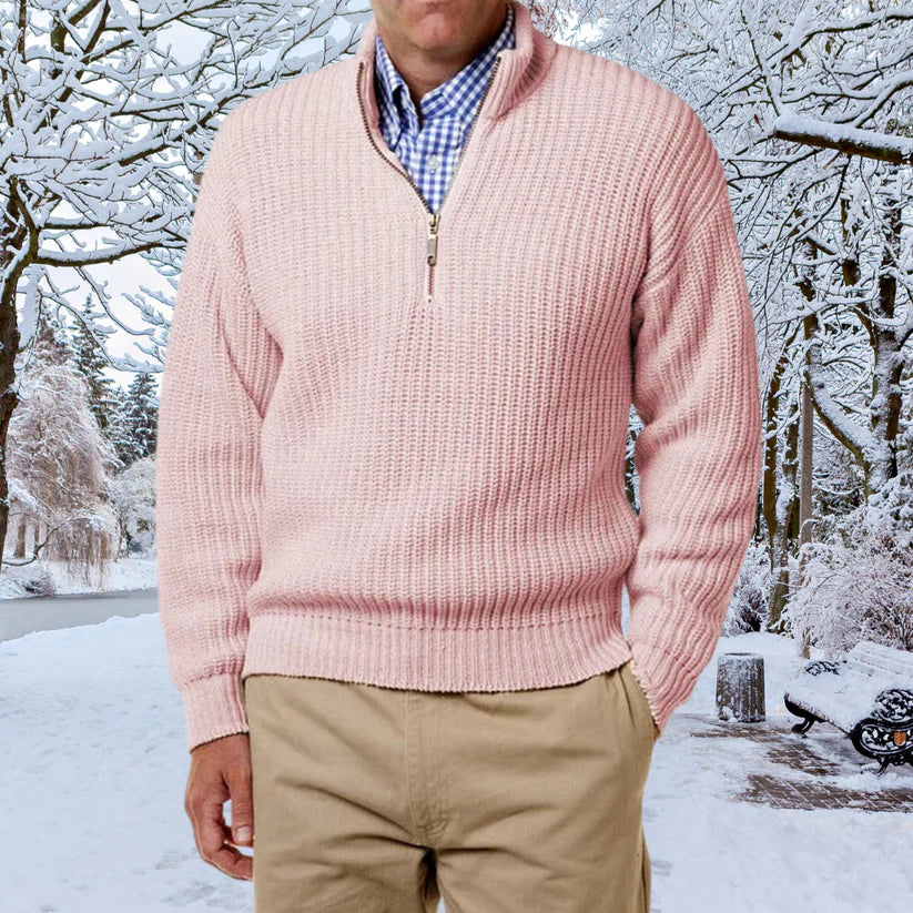Men's Waffle Knit Half-Zip Sweater | Classic Fit | Cotton Blend Pullover