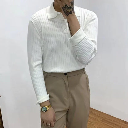 Men’s Ribbed Polo Sweater | Long Sleeve Knit | Smart Casual Layer