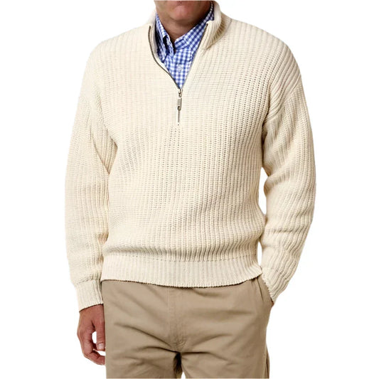 Men's Waffle Knit Half-Zip Sweater | Classic Fit | Cotton Blend Pullover