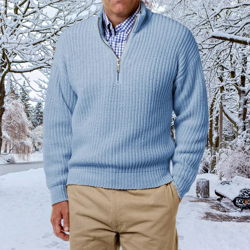 Men's Waffle Knit Half-Zip Sweater | Classic Fit | Cotton Blend Pullover