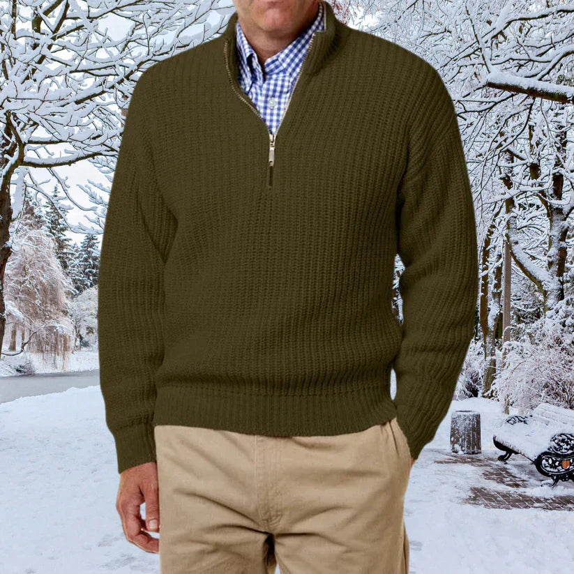 Men's Waffle Knit Half-Zip Sweater | Classic Fit | Cotton Blend Pullover