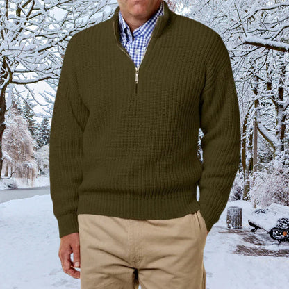 Men's Waffle Knit Half-Zip Sweater | Classic Fit | Cotton Blend Pullover