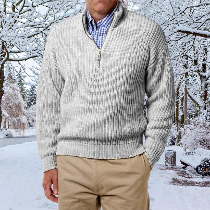 Men's Waffle Knit Half-Zip Sweater | Classic Fit | Cotton Blend Pullover