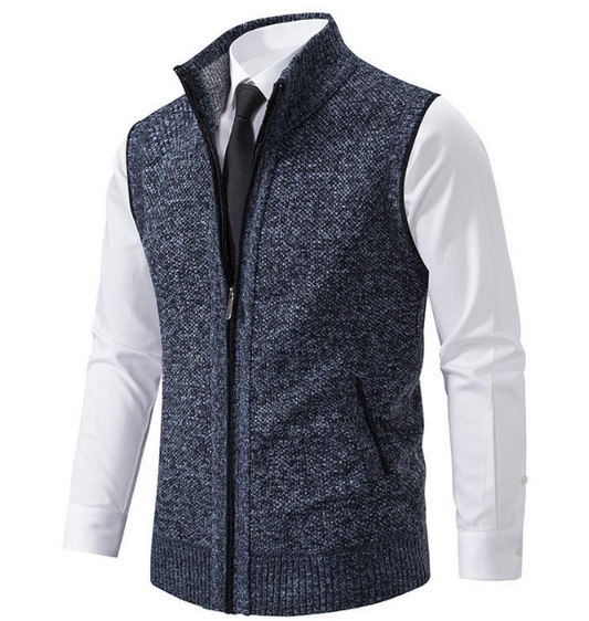Men’s Tweed Knit Vest | Sleeveless Zip-Up Gilet | Business Casual Layer