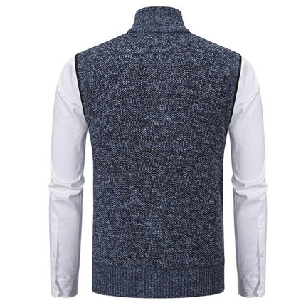 Men’s Tweed Knit Vest | Sleeveless Zip-Up Gilet | Business Casual Layer