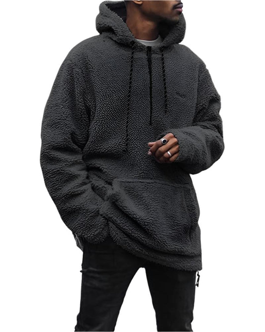 Men’s Sherpa Fleece Hoodie | Oversized Fit | Cold Weather Pullover