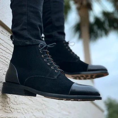 Men's Ankle Boot | Lace-Up Design | Suede & Leather Panels