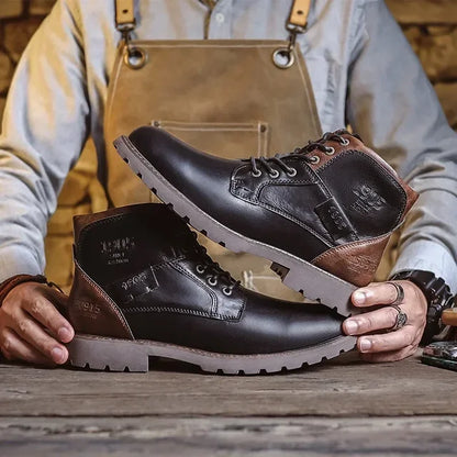 Men's Rugged Leather Boots | Heavy Tread Sole | Lace-Up Ankle Style
