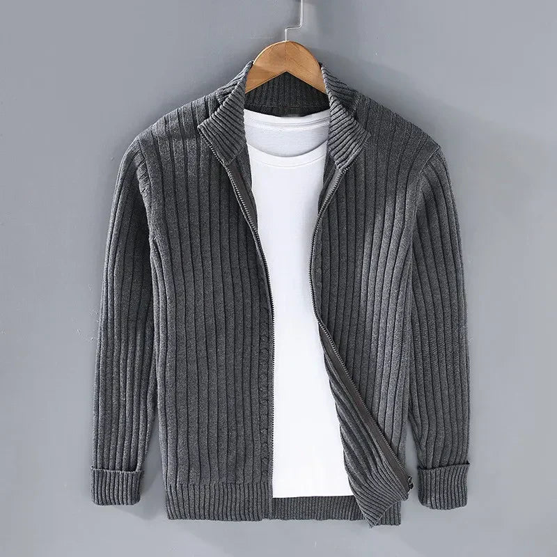 Men's Ribbed Open-Front Cardigan | Lightweight Knit | Casual Layering Sweater
