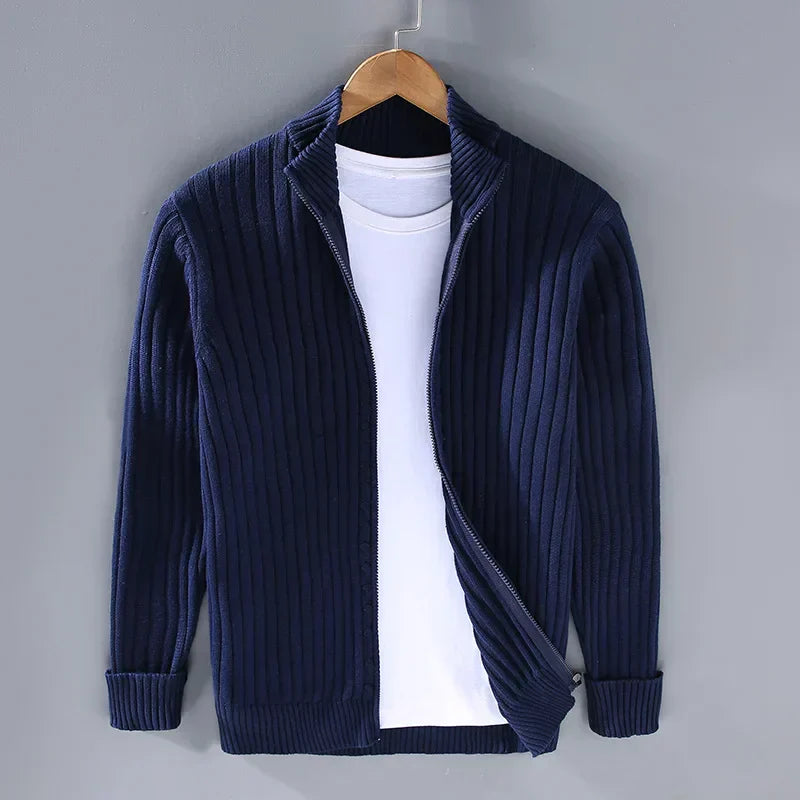 Men's Ribbed Open-Front Cardigan | Lightweight Knit | Casual Layering Sweater