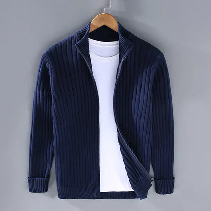 Men's Ribbed Open-Front Cardigan | Lightweight Knit | Casual Layering Sweater