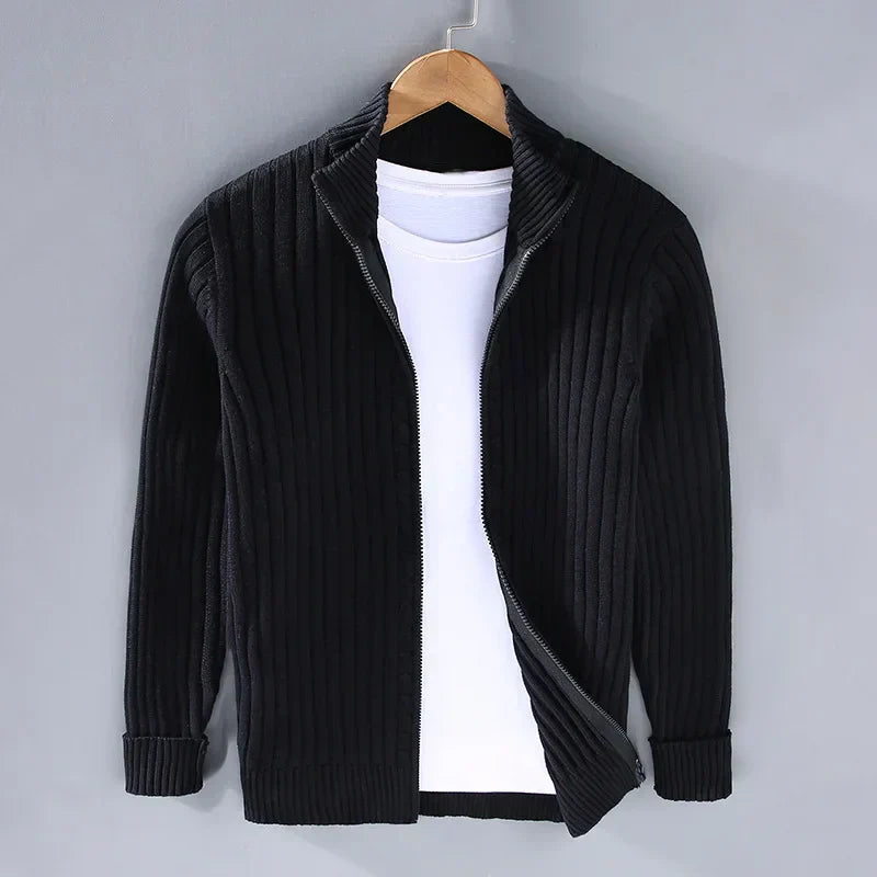 Men's Ribbed Open-Front Cardigan | Lightweight Knit | Casual Layering Sweater