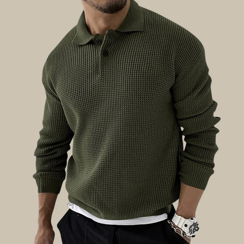 Men’s Waffle Quarter-Zip Pullover | Textured Knit | Smart Casual Layer