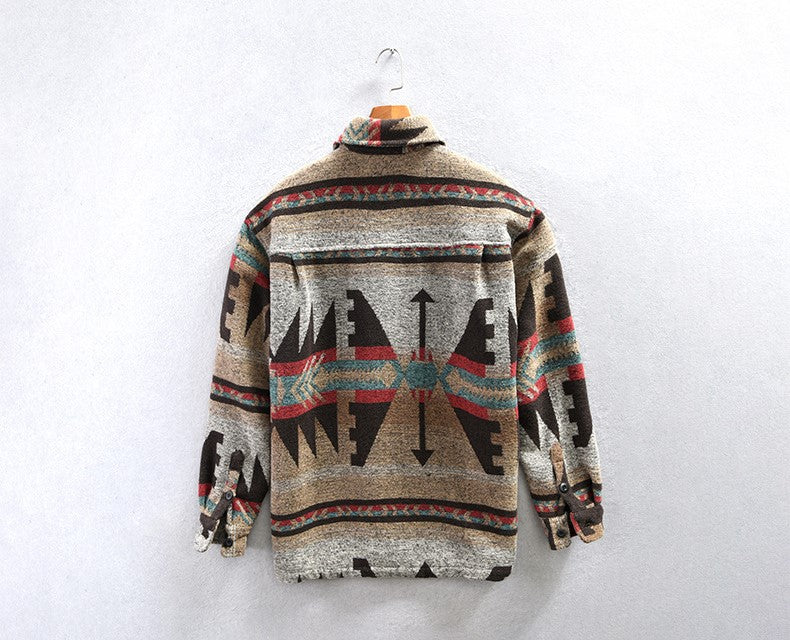 Men’s Aztec Fleece Shirt Jacket | Brushed Texture | Fall Layering Essential