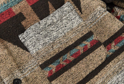 Men’s Aztec Fleece Shirt Jacket | Brushed Texture | Fall Layering Essential
