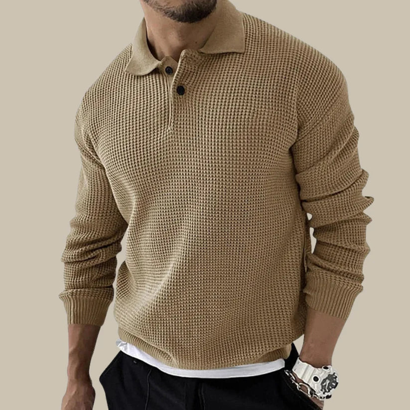 Men’s Waffle Quarter-Zip Pullover | Textured Knit | Smart Casual Layer