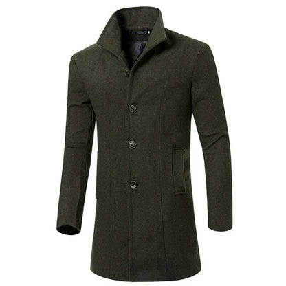 Men’s Wool-Blend Dress Coat | Tailored Fit | Classic Button-Up Overcoat