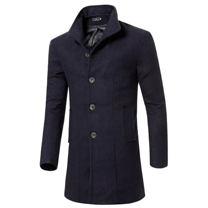 Men’s Wool-Blend Dress Coat | Tailored Fit | Classic Button-Up Overcoat