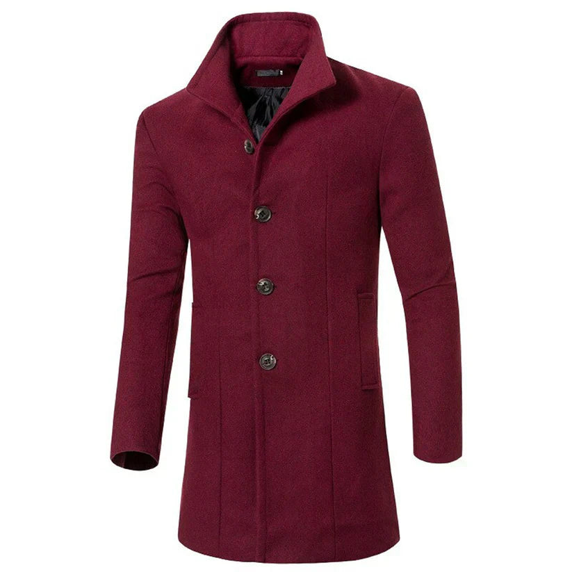 Men’s Wool-Blend Dress Coat | Tailored Fit | Classic Button-Up Overcoat