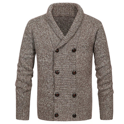 Men’s Shawl Collar Cardigan | Double-Breasted Knit Sweater | Textured Button-Up