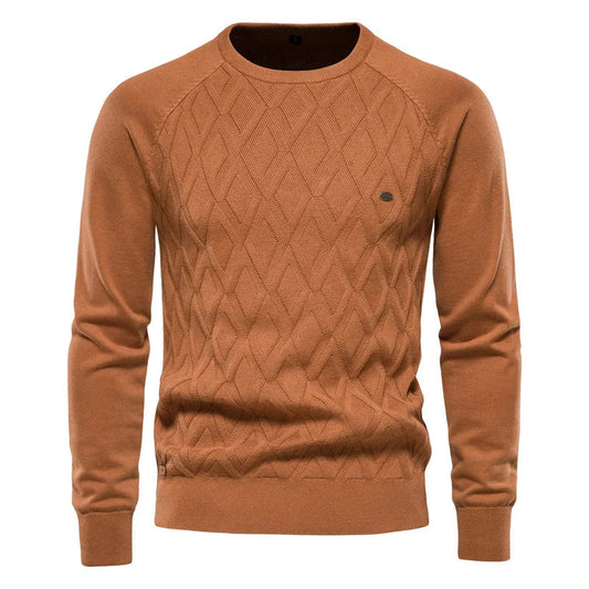 Men’s Cable Knit Sweater | Diamond Pattern Crewneck | Midweight Fall Knitwear