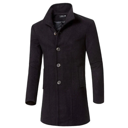 Men’s Wool-Blend Dress Coat | Tailored Fit | Classic Button-Up Overcoat