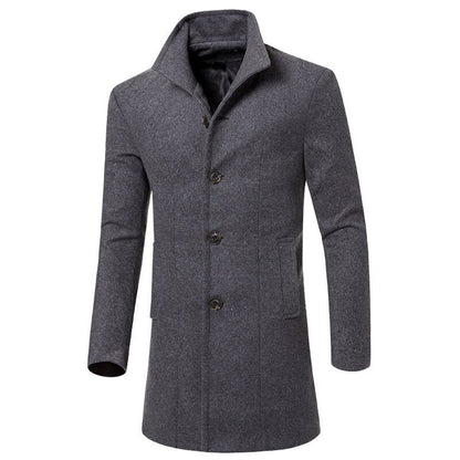 Men’s Wool-Blend Dress Coat | Tailored Fit | Classic Button-Up Overcoat