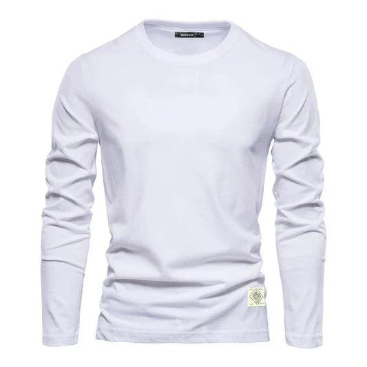 Men’s Long Sleeve Cotton Tee | Everyday Base Layer for Casual Outfits