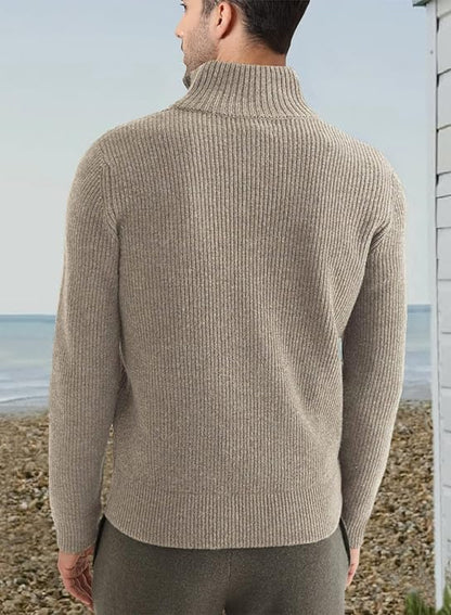 Men’s Quarter-Zip Ribbed Sweater | Soft Knit Pullover for Everyday Comfort