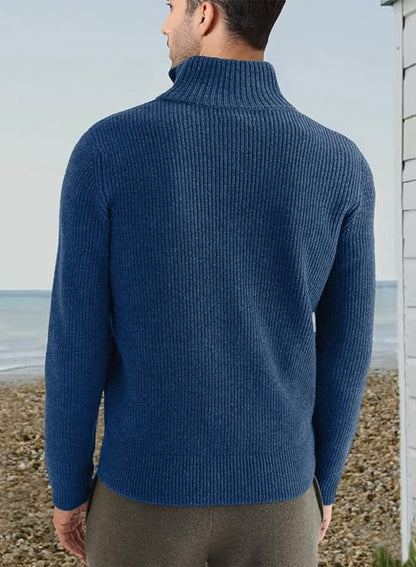 Men’s Quarter-Zip Ribbed Sweater | Soft Knit Pullover for Everyday Comfort