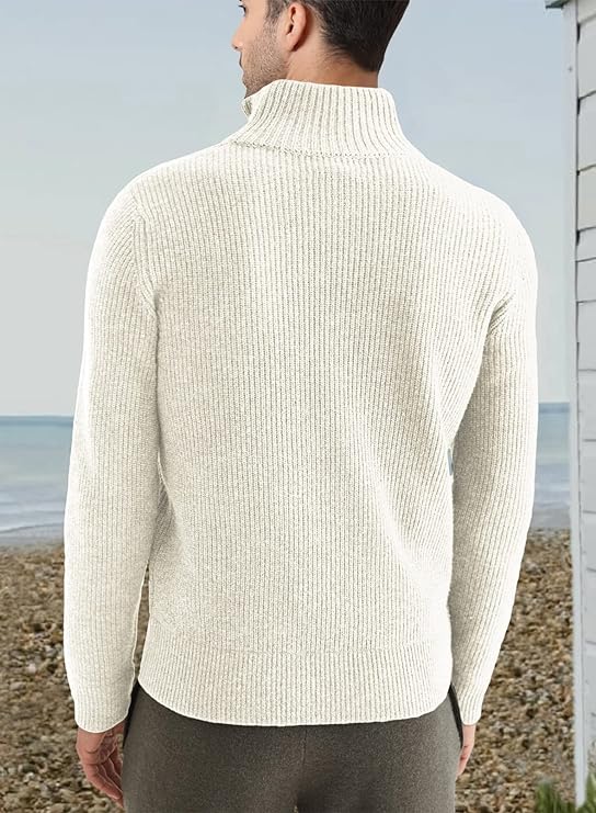Men’s Quarter-Zip Ribbed Sweater | Soft Knit Pullover for Everyday Comfort