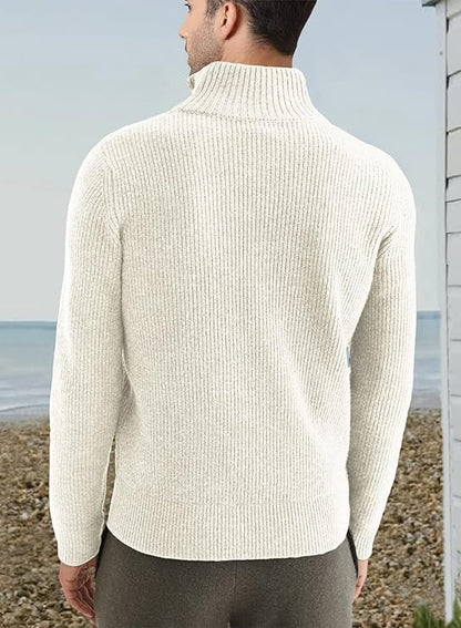 Men’s Quarter-Zip Ribbed Sweater | Soft Knit Pullover for Everyday Comfort