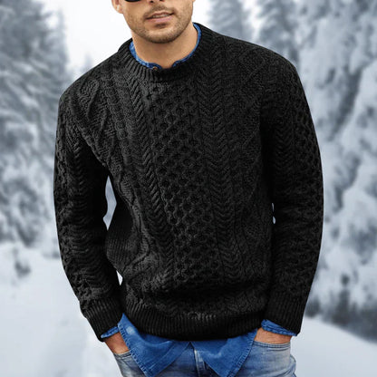 Men’s Cable Knit Sweater | Classic Crewneck | Warm Winter Knit