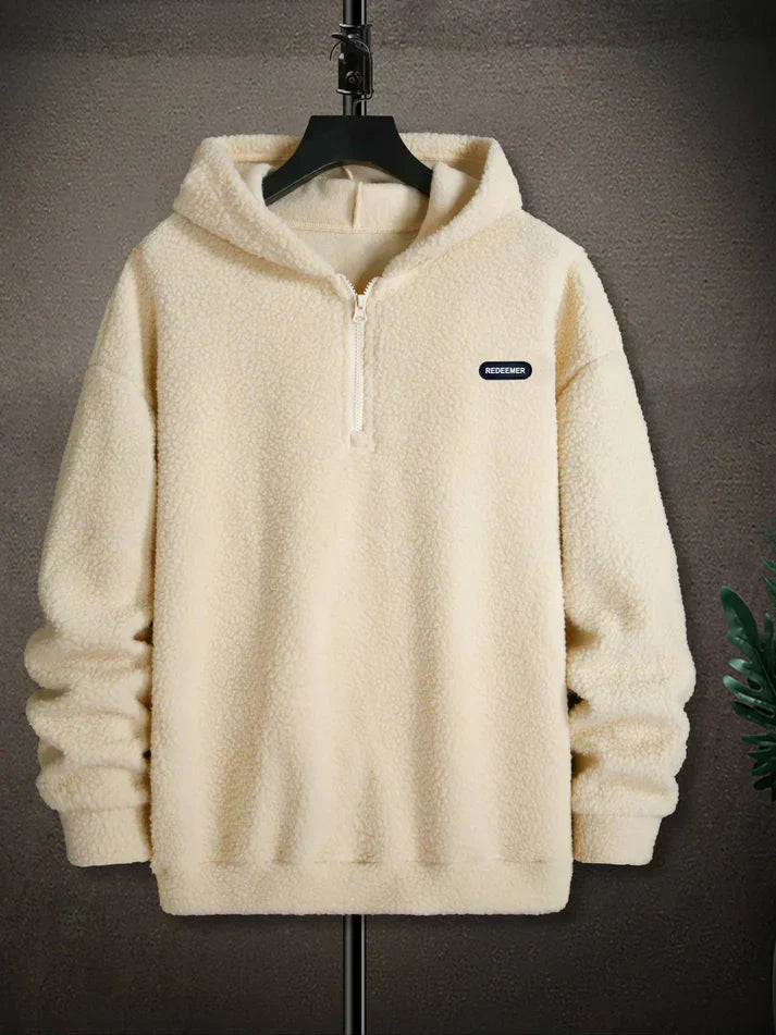 Men's Half-Zip Fleece Pullover | Soft Sherpa Texture | Relaxed Fit Hoodie