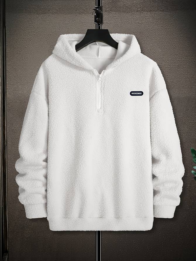 Men's Half-Zip Fleece Pullover | Soft Sherpa Texture | Relaxed Fit Hoodie