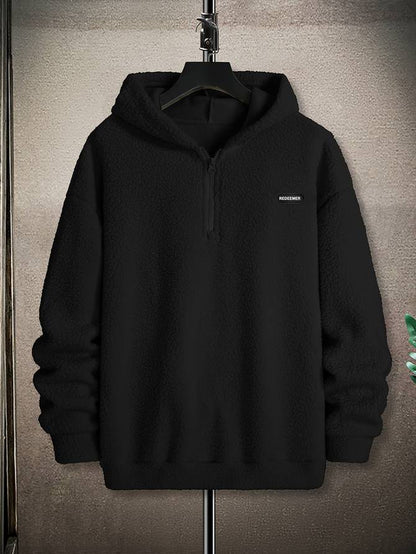 Men's Half-Zip Fleece Pullover | Soft Sherpa Texture | Relaxed Fit Hoodie