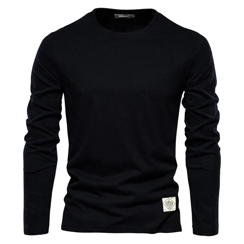Men’s Long Sleeve Cotton Tee | Everyday Base Layer for Casual Outfits