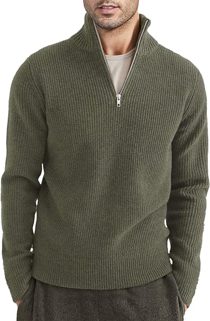 Men’s Quarter-Zip Ribbed Sweater | Soft Knit Pullover for Everyday Comfort