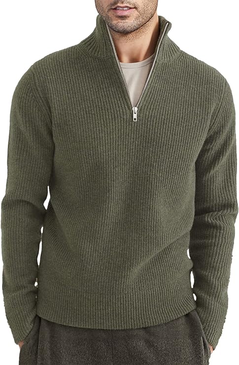 Men’s Quarter-Zip Ribbed Sweater | Soft Knit Pullover for Everyday Comfort