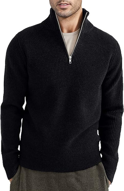 Men’s Quarter-Zip Ribbed Sweater | Soft Knit Pullover for Everyday Comfort
