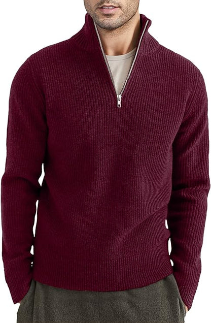 Men’s Quarter-Zip Ribbed Sweater | Soft Knit Pullover for Everyday Comfort