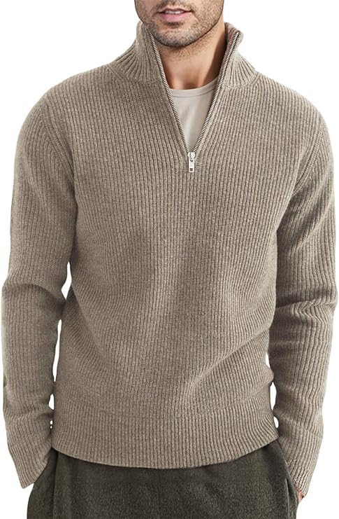 Men’s Quarter-Zip Ribbed Sweater | Soft Knit Pullover for Everyday Comfort
