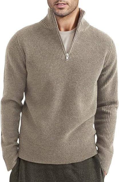 Men’s Quarter-Zip Ribbed Sweater | Soft Knit Pullover for Everyday Comfort