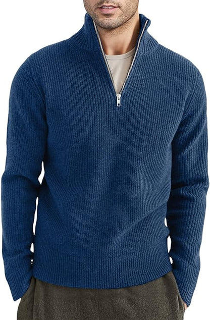 Men’s Quarter-Zip Ribbed Sweater | Soft Knit Pullover for Everyday Comfort