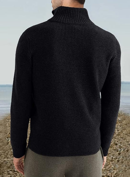 Men’s Quarter-Zip Ribbed Sweater | Soft Knit Pullover for Everyday Comfort