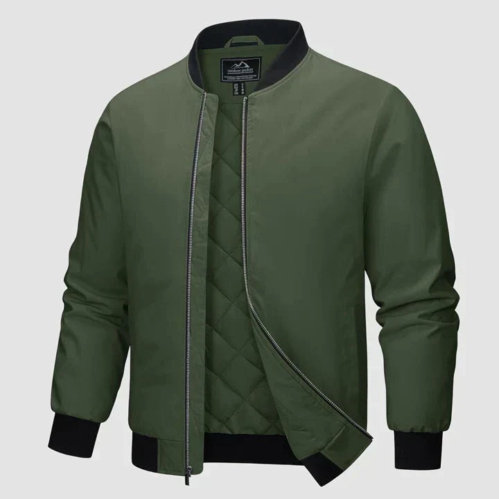 Men’s Quilted Bomber Jacket | Ribbed Trim | Lightweight Layer for Fall