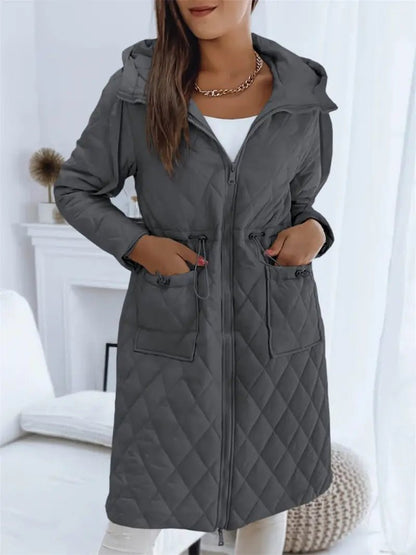 Quilted Hooded Coat | Lightweight Warmth | Polyester Blend | Everyday Casual