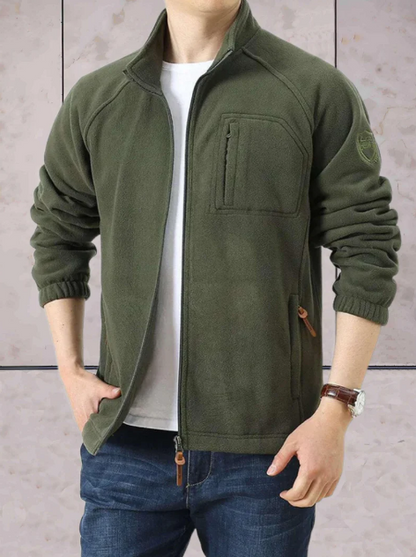 Men’s Full-Zip Stand Collar Jacket | Lightweight Stretch Layer | Casual Outerwear