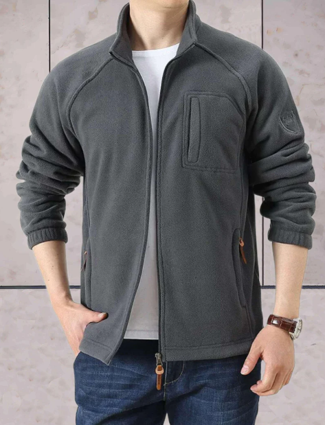 Men’s Full-Zip Stand Collar Jacket | Lightweight Stretch Layer | Casual Outerwear