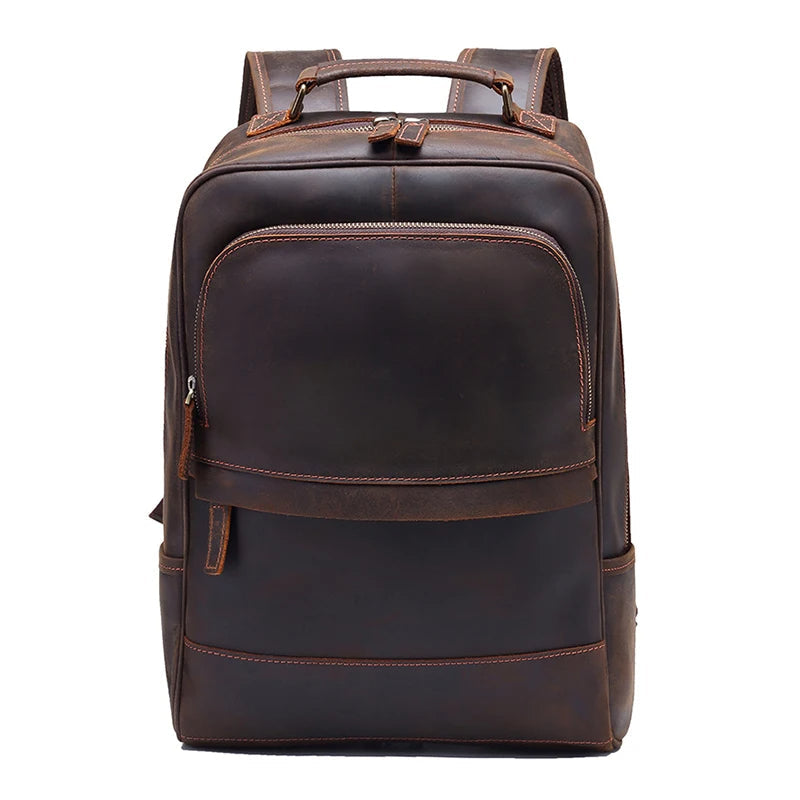 Genuine Leather Backpack | Classic Everyday Carry | Laptop Compartment